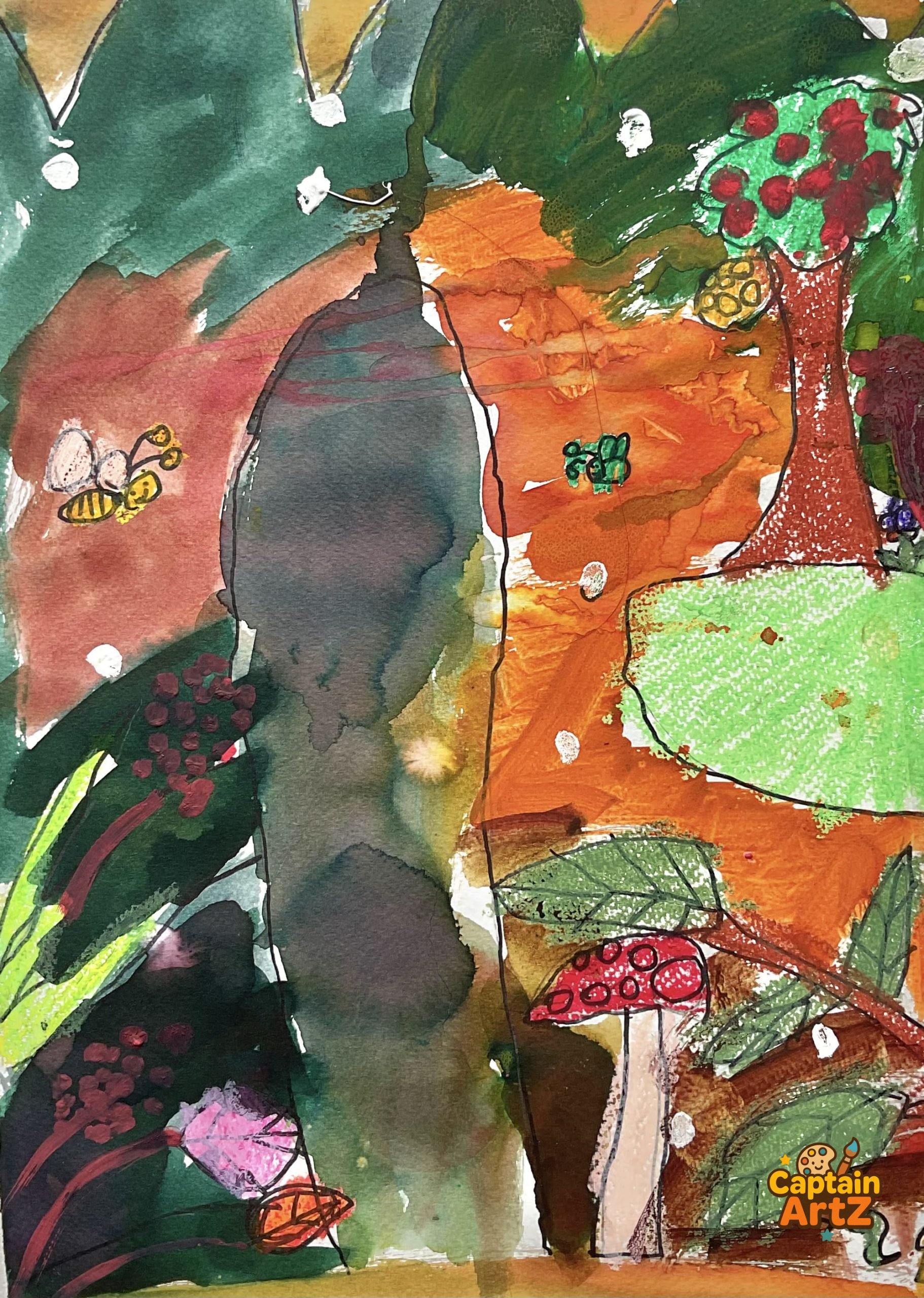 The Secret Mushroom Forest – Kids Art by Captain (Age 5) — by Captain ArtZ