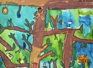 The Life Cycle Tree – Kids Art by Captain (Age 5)