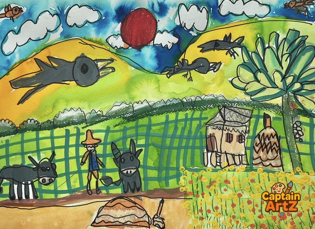 The Guardian of the Golden Fields” – Kids Art by Captain (Age 5), Cartoons, by Captain ArtZ