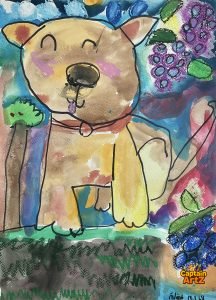 The Happy Golden Puppy and the Purple Grapes – Kids Art by Captain