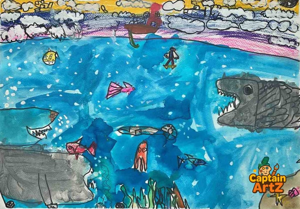 Deep Sea Monsters & Submarine Adventure – Kids Art by Captain, Cartoons, by Captain ArtZ