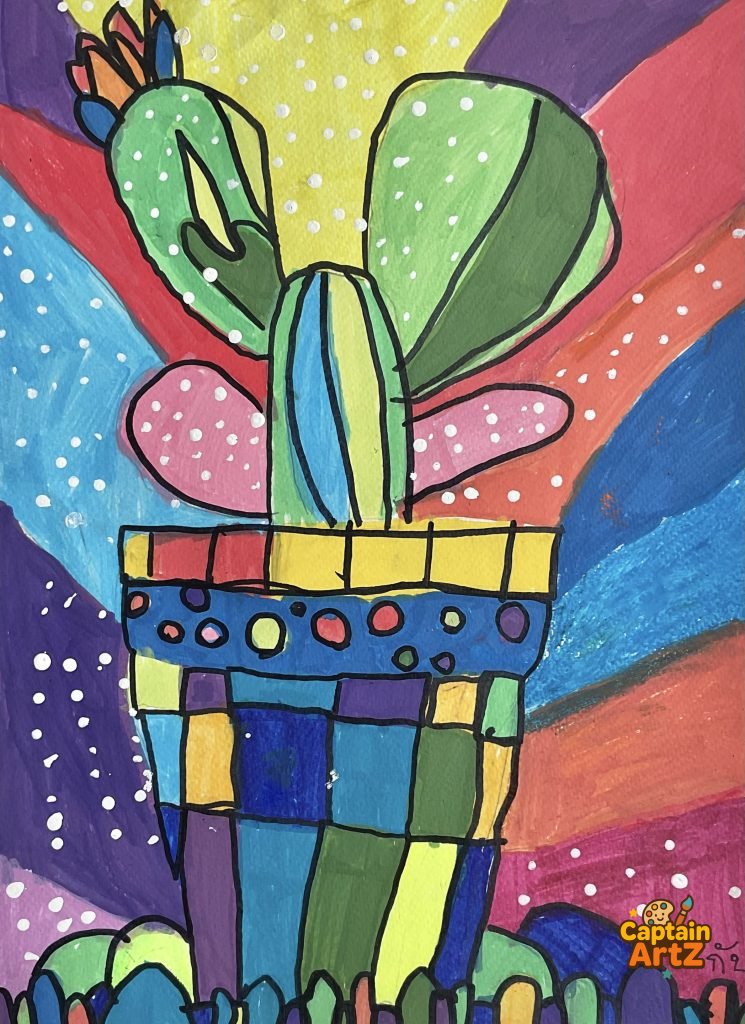The Radiant Desert Bloom – Kids Art by Captain (Age 5), Cartoons, by Captain ArtZ