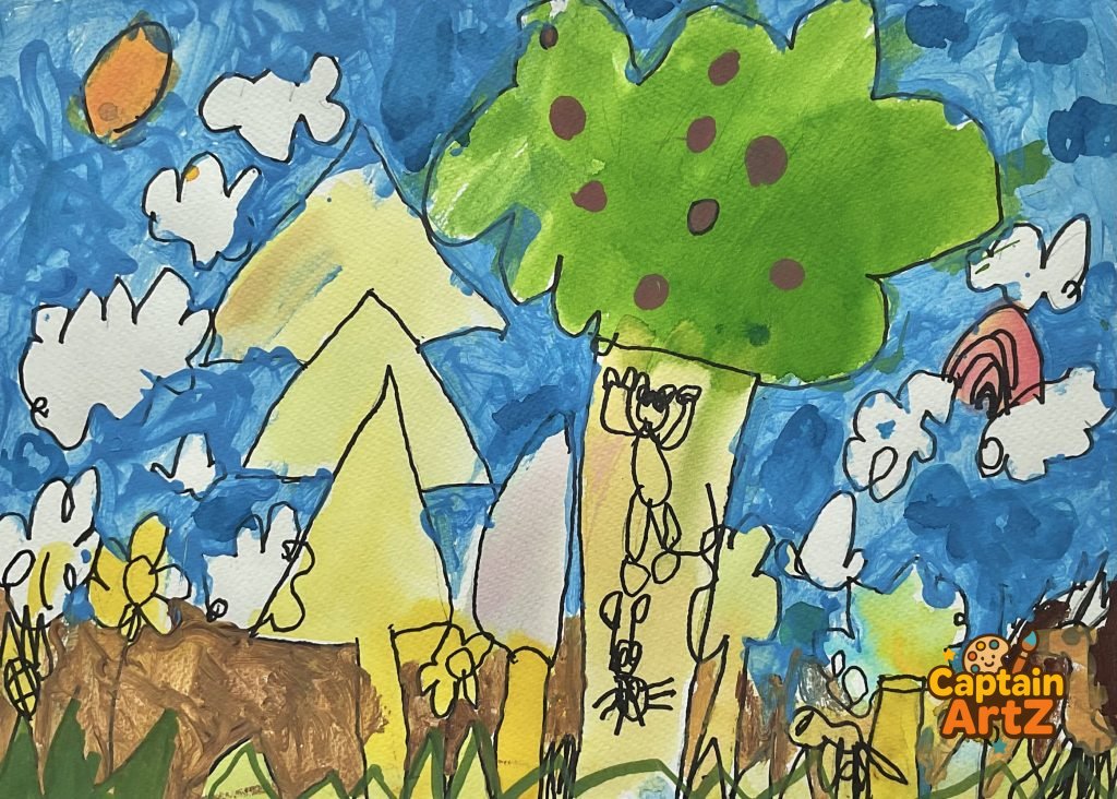 Monkey Business in the Jungle – Kids Art by Captain (Age 5), Cartoons, by Captain ArtZ
