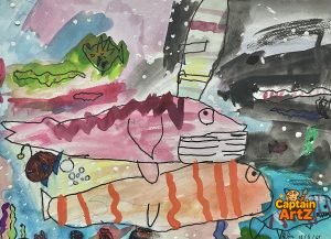 The Giant Fish of the Deep Blue – Kids Art by Captain (Age 5)