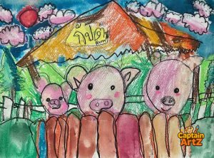 Captain’s Farm – Kids Art Crayon & Watercolor by Captain (Age 5)