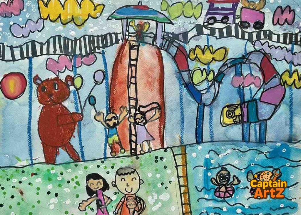 The Magical Theme Park Adventure – Kids Art by Captain (Age 5), Cartoons, by Captain ArtZ