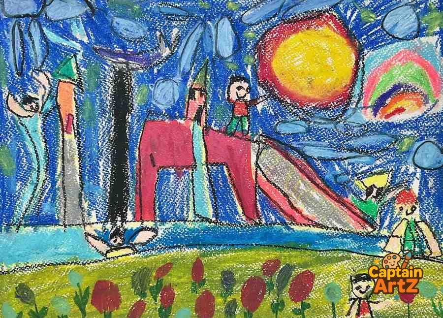 Rainbow Texture Dream | Abstract Art by 5 Year Old Child Artist Captain, Abstract, by Captain ArtZ