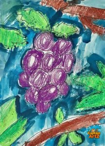 The Purple Vineyard – Kids Art Crayon & Watercolor by Captain (Age 5)
