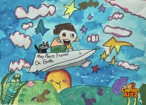 Paper Plane of Peace – Inspirational Kids Art by Captain (Age 5)