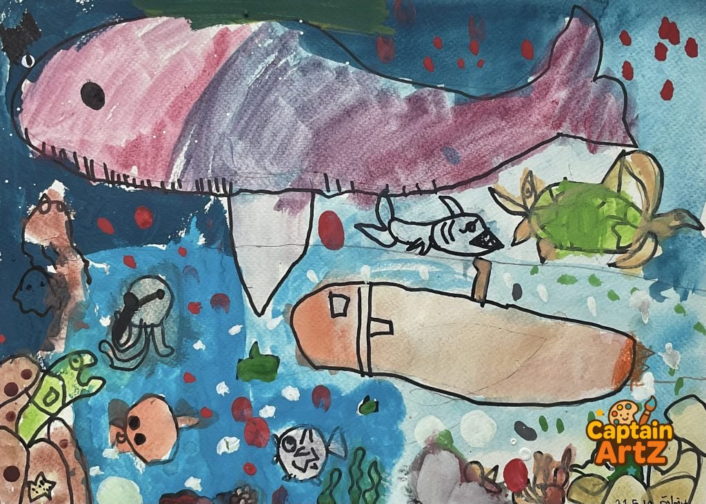The Giant Pink Whale & Submarine Adventure – Kids Art by Captain, Cartoons, by Captain ArtZ