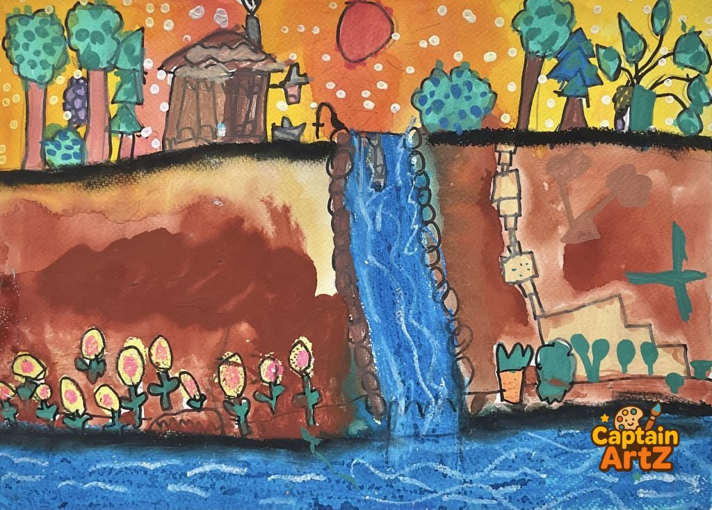 Twilight Song on the Island – Kids Art by Captain (Age 5), Cartoons, by Captain ArtZ