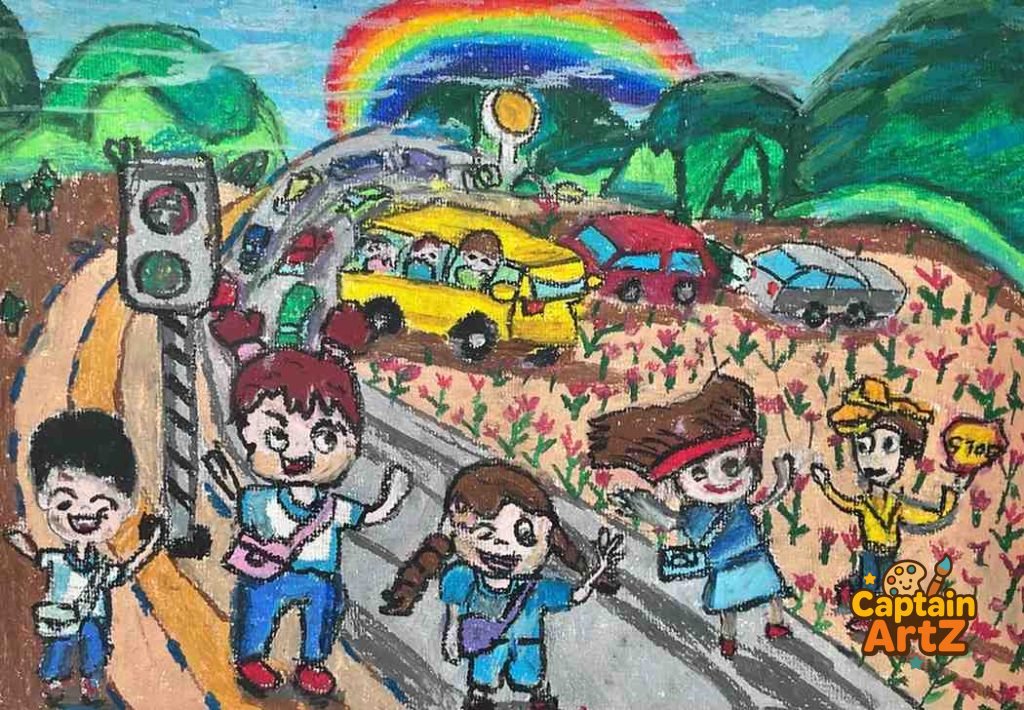 The Morning Commute – Kids Art City & Nature Landscape by Captain, Cartoons, by Captain ArtZ