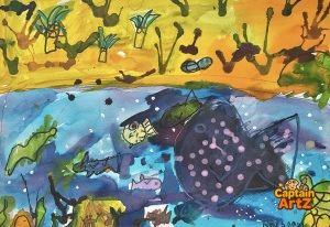 The Giant Spotted Fish of the Blue Lagoon – Kids Art by Captain (Age 5)