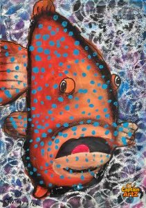 The Spotted Reef Fish – Kids Art Painting by Captain (Age 5)