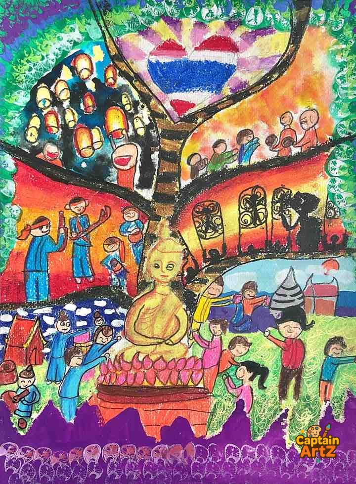The Heart of Thailand – Kids Art Cultural Masterpiece by Captain, Cartoons, by Captain ArtZ