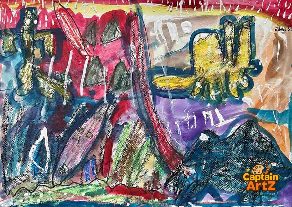 The Electric Storm – Abstract Kids Art by Captain (Age 5), Abstract, by Captain ArtZ