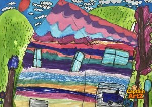 The Multi-Color Rainbow Dream Home – Kids Art by Captain (Age 5)